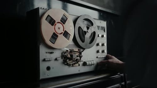 Close Up of Reel to Reel Tape Recorder