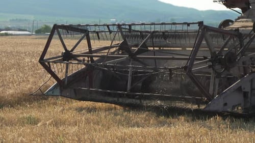 Combine Harvester Harvesting Ripe Wheat Crop