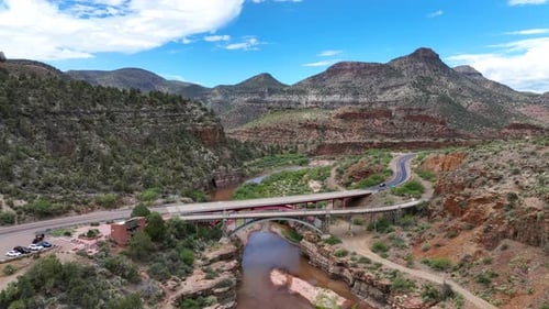 Aerial view of Salt River Canyon bridge, United States.