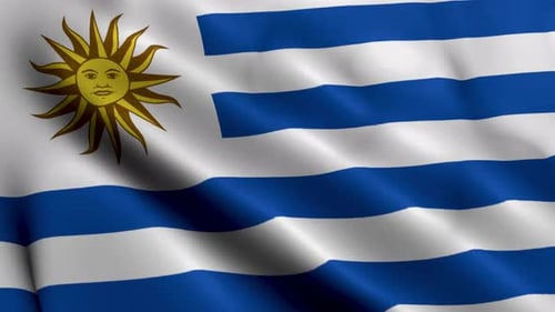 Realistic Waving Uruguay Flag Animation Background