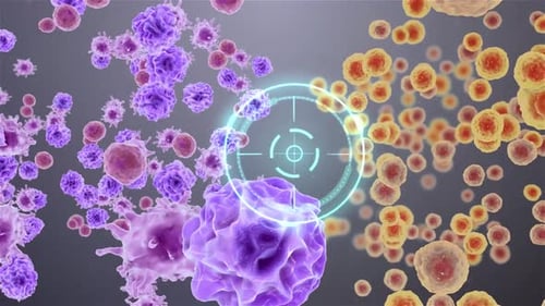 Microscopic Cells with Digital Targeting System Animation