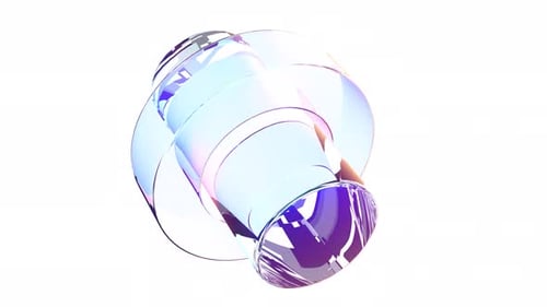 Holographic Figure Cylinder Ring Rotates Endlessly on a Transparent