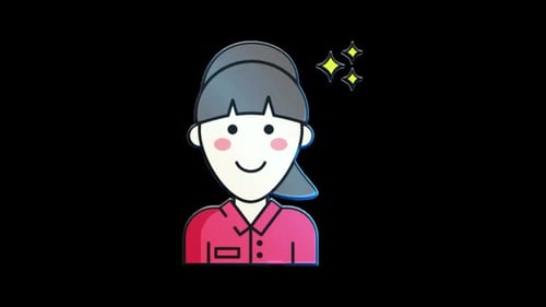 Animated Modern Female Character Icon Rotation