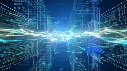 Futuristic Digital Data Stream Network Animation