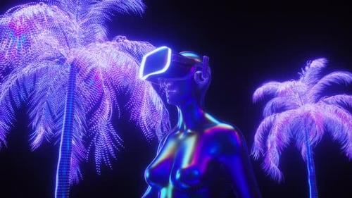 Walking Character Synthwave Backdrop