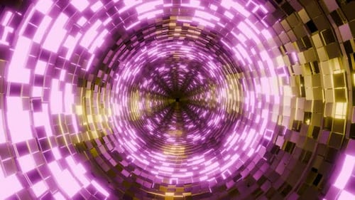 Tunnel With Shining Spiral 4 K Vj Loop – Hypnotic Light Motion Background Gold Pink