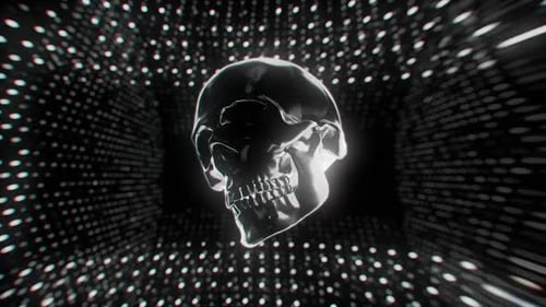 Chrome Skull on Dark Background