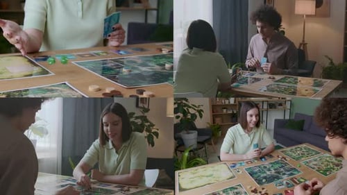 Friends Playing Board Game at Home