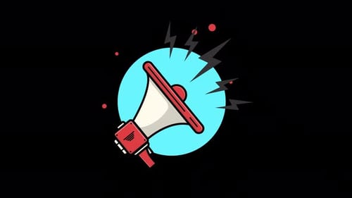 Animated Megaphone Announce Icon for Marketing Communication