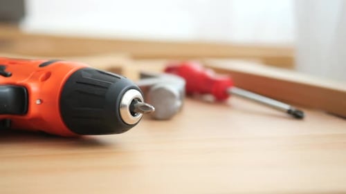 Woodworking Tools in Use at a Home Workshop Setting