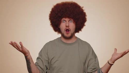 Excited Amazed Man Showing Head Explosion Looking Worried Shocked Surprised Guy Wow Idea Eureka