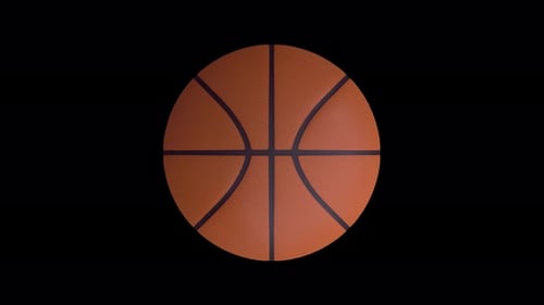 Basketball ball with alpha channel. Basketball 3D animation of spinning ball