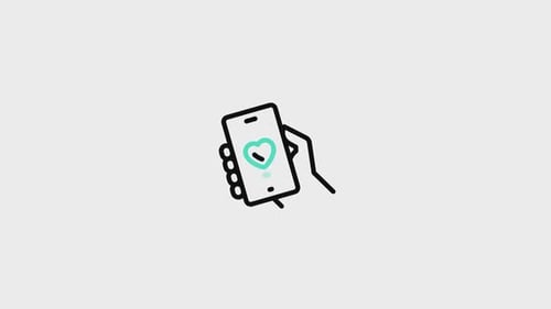 Minimalist Animated Hand Holding Smartphone with Heart Icon