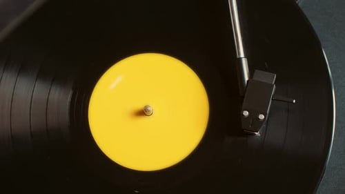 Record Spinning on a Turntable Close Up