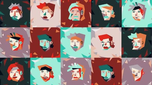Visages abstraits à partir de formes géométriques