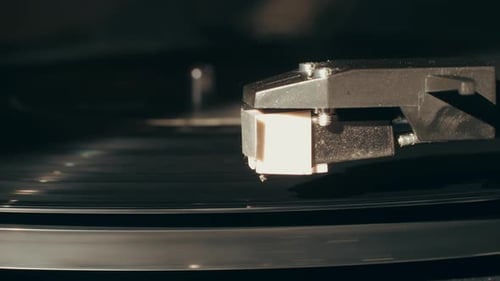 Close-up of a Record Player in Action
