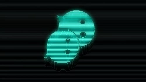 Neon Glitch Skull Digital Scanline Loop Background