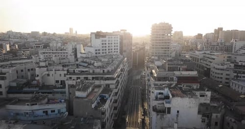 Aerial view of Casablanca empty during coronavirus containment