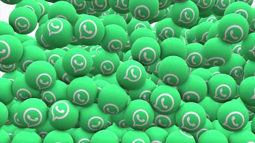 Falling WhatsApp Logos: 3D Spheres Animation Background
