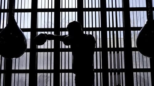 Man Boxing Silhouette in Gym Workout