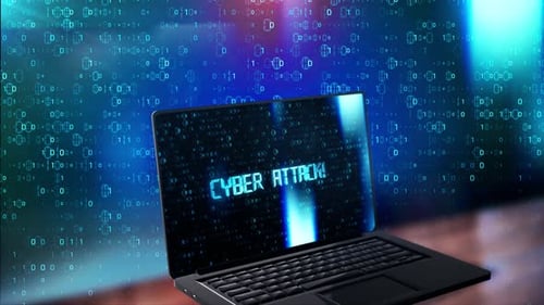 Futuristic Digital Cyber Attack Alert with Glitch Effect