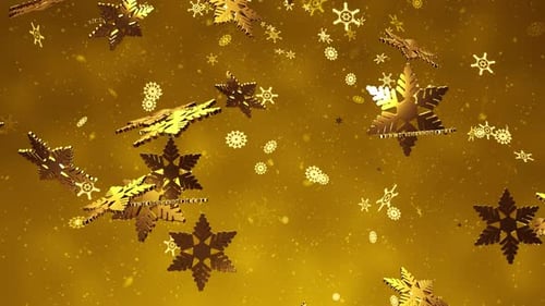 Golden Christmas Snowflakes Falling V6