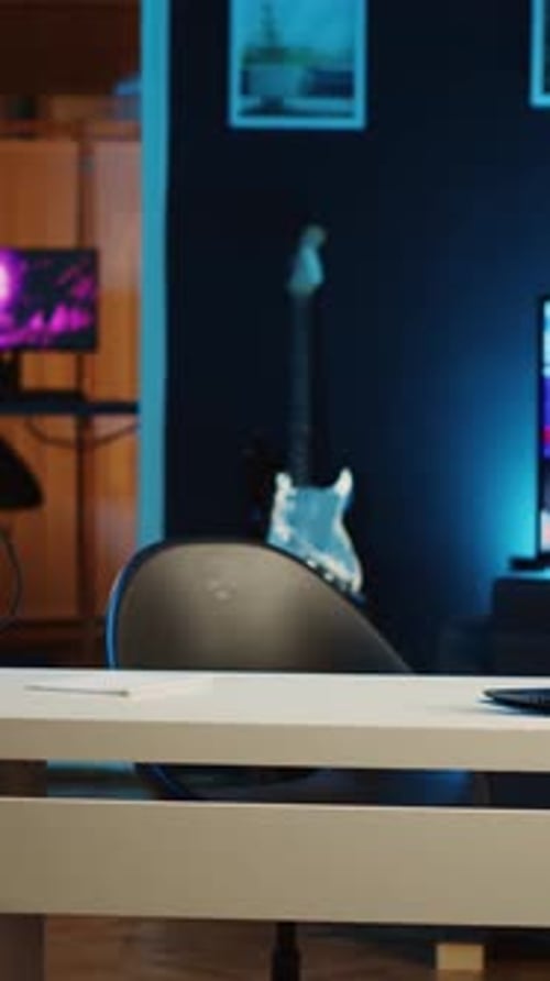 Vertical Video Professional Podcast Mic on Work Desk