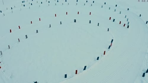 Skiing Chalet Biathlon Training Drone Aerial Tilt Reveal