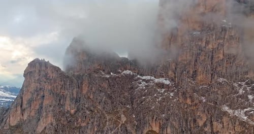 Aerial View of the Landscape of the Dolomite Alps in Italy