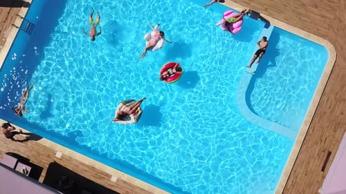 Summer Fun: Pool Party Aerial View