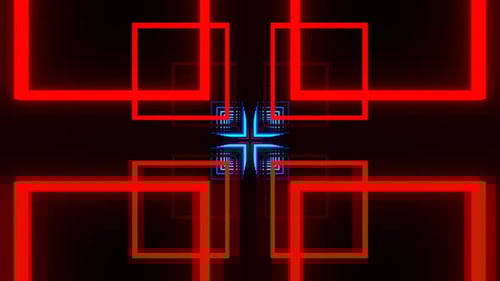 Red And Blue Neon Square Shapes Motion Background Vj Loop In 4K
