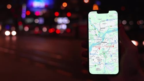 Map Of Ottawa, Canada On Phone Screen