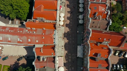 Aerial View of the Old Gothic Town in the Center of Gdansk Poland