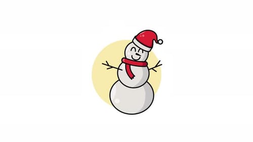 Wiggling Christmas Snowman Flat Design Animated Icon
