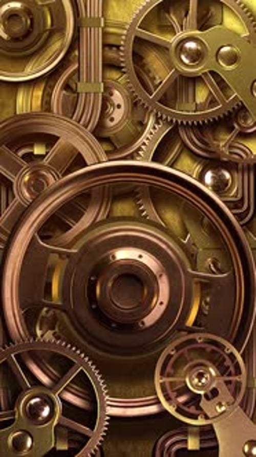 Animated Gears and Cogs Background with Intricate Mechanical Motion