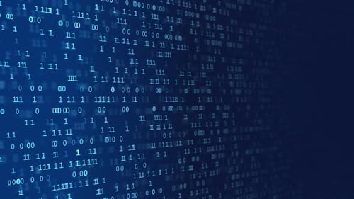 Hintergrund der Binärcode-Matrix. Zahlen fallen im digitalen Regen. Computer-Binärcode HD