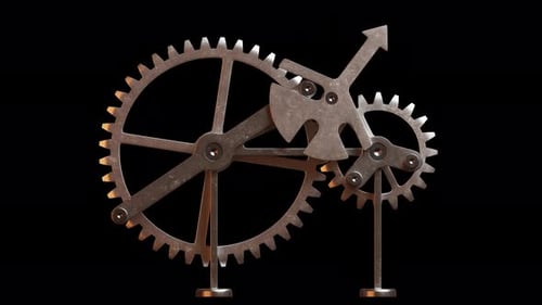 Looping animation of a group of metal gears. Alpha Channel.