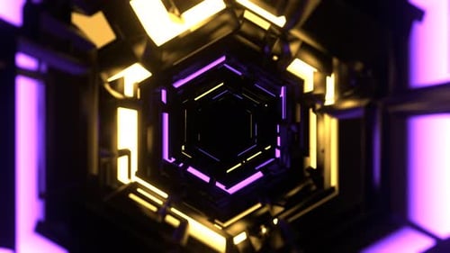 Purple And Yellow Abstract Transforming Alien Corridor Background Vj Loop In 4K