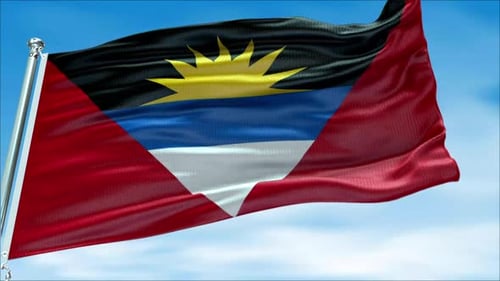 Antigua and Barbuda National Flag Waving in Realistic Animation