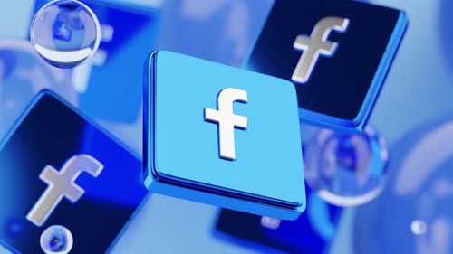 Appearance of Facebook metal logos. Facebook social network concept. Facebook logo on the background