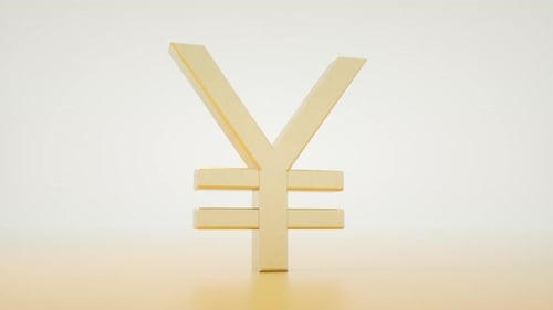 Rotating Golden Yen Currency Symbol 3D Animation