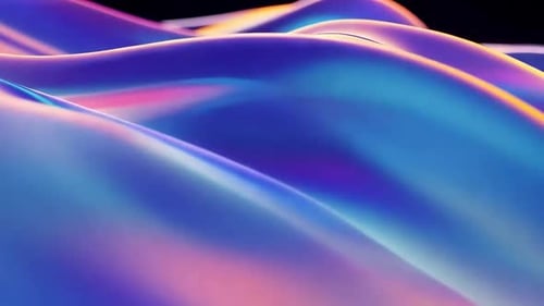 Abstract Iridescent 3D Liquid Waves Motion Graphic Backgroun