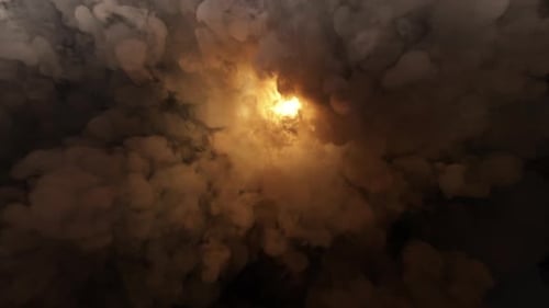 la aparición de humo espeso o vapor con un efecto de brillo brillante