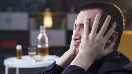 Young man in psychological depression.