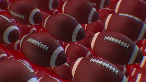 Moving American Footballs Loop Background Animation