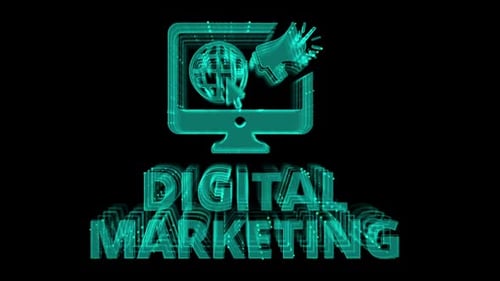 Concepto de animación lineal digital de un icono de marketing digital