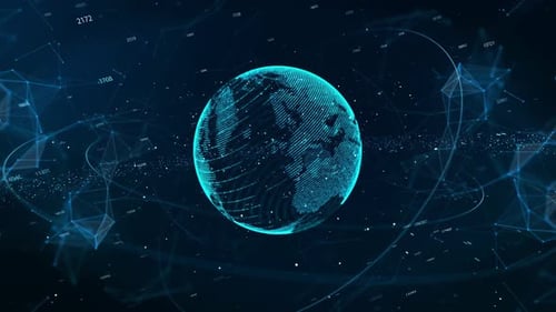 4K Point Line Particle Technology Sphere Earth