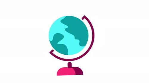 Animated globe icon . Seamless looping video with alpha channel on transparent background
