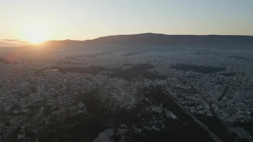 Sunrise Aerial View of Acropolis in Athens, Greece