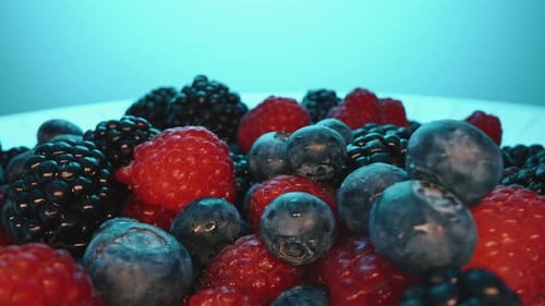 Fresh Mixed Berries in Bowl, Close Up